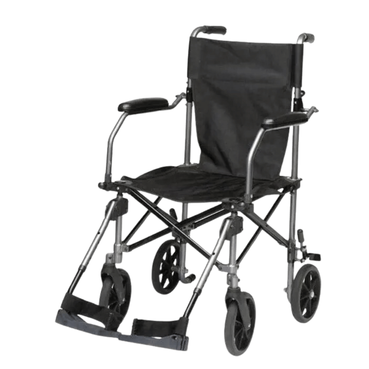 "travelite foldable wheelchair is a lightweight yet sturdy aluminum transport chair for individuals with walking disabilities."