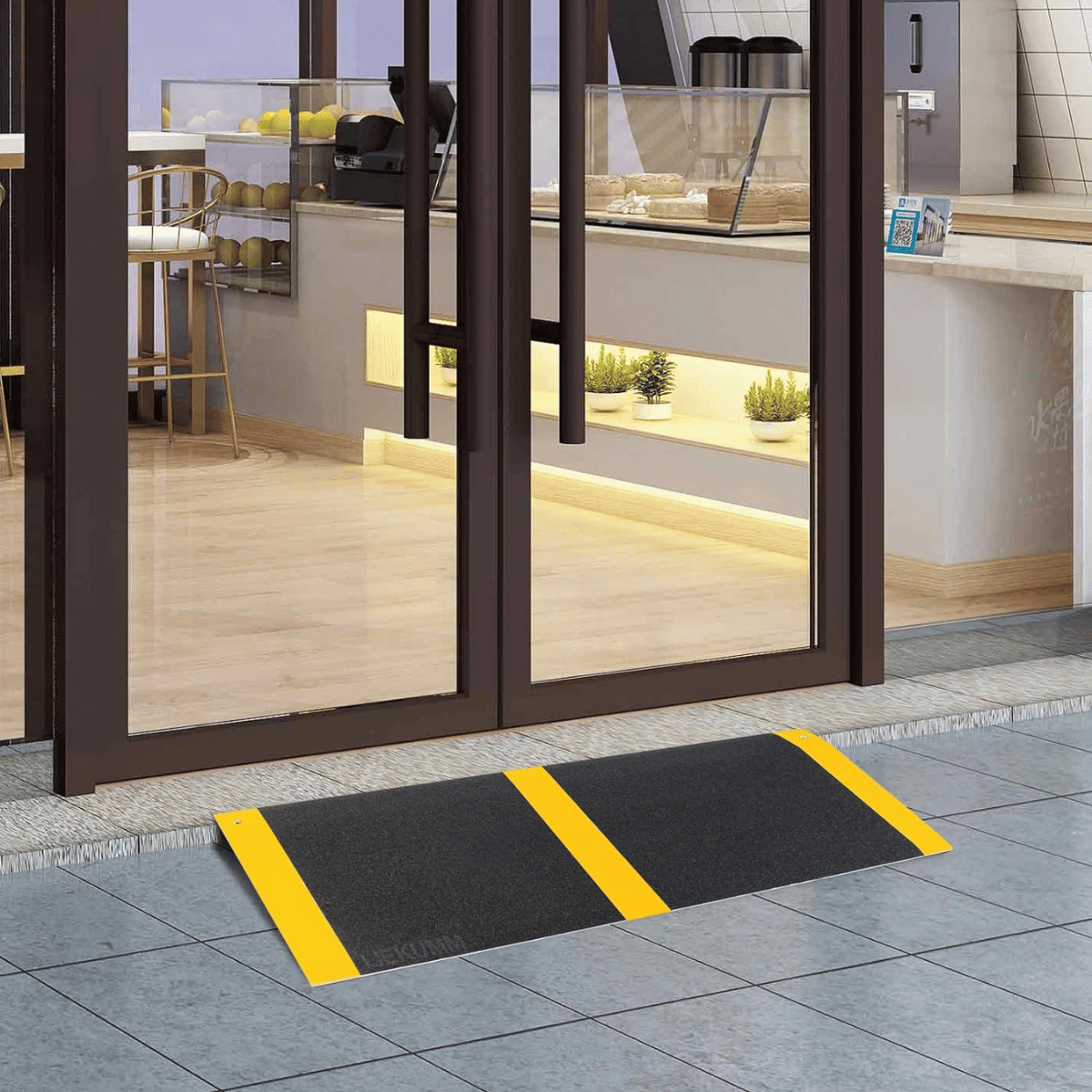 "wheelchair ramp to provide easy acess for both indoors and outdoors."